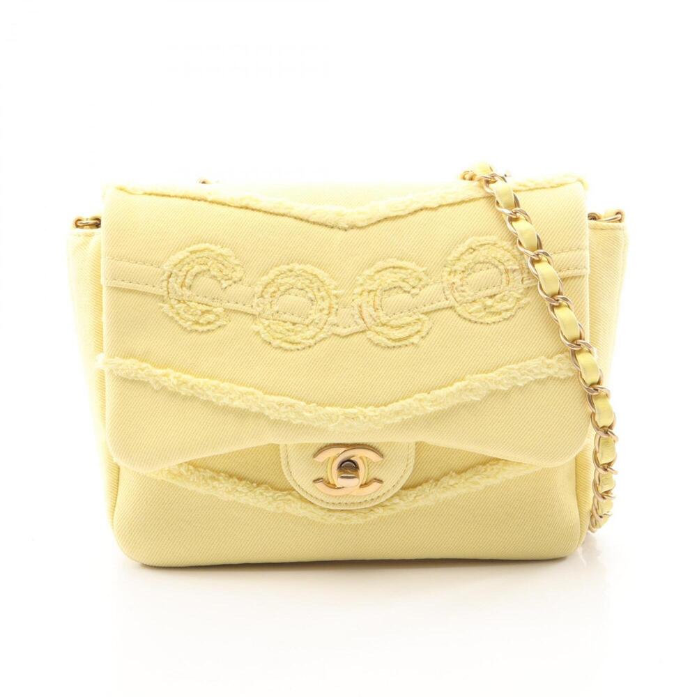 Chanel COCO Shoulder Bag/Handbag, Denim, Women's, Yellow (AS1595)